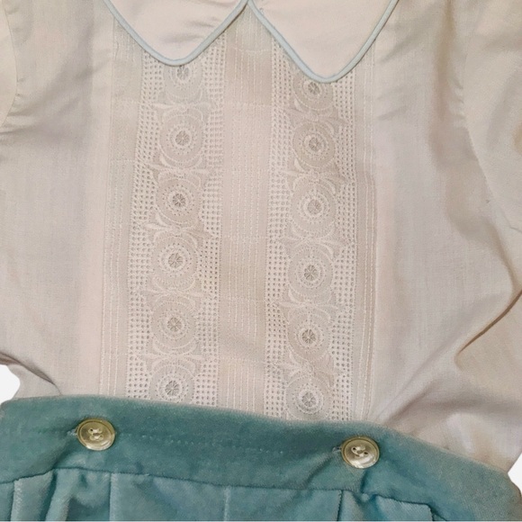 Vintage The Children’s Hour Boys Sage White Suit Romper Knickers Pageboy Size 2 - Picture 2 of 7